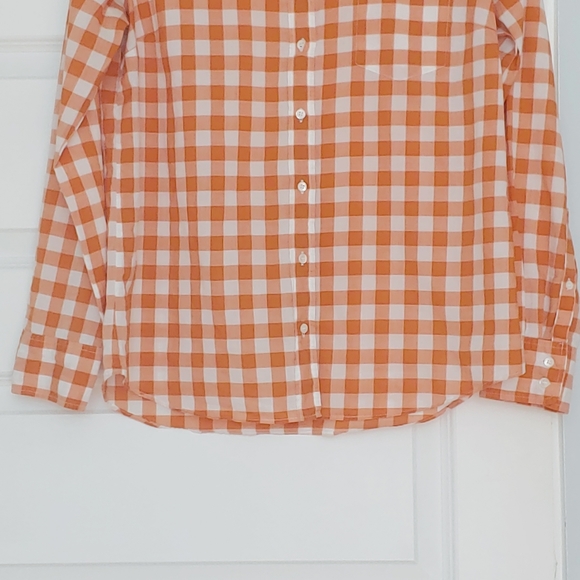 J.CREW white burnt orange plaid long sleeve button down shirt - Picture 7 of 10